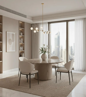 Eclipse Round Travertine Dining Table