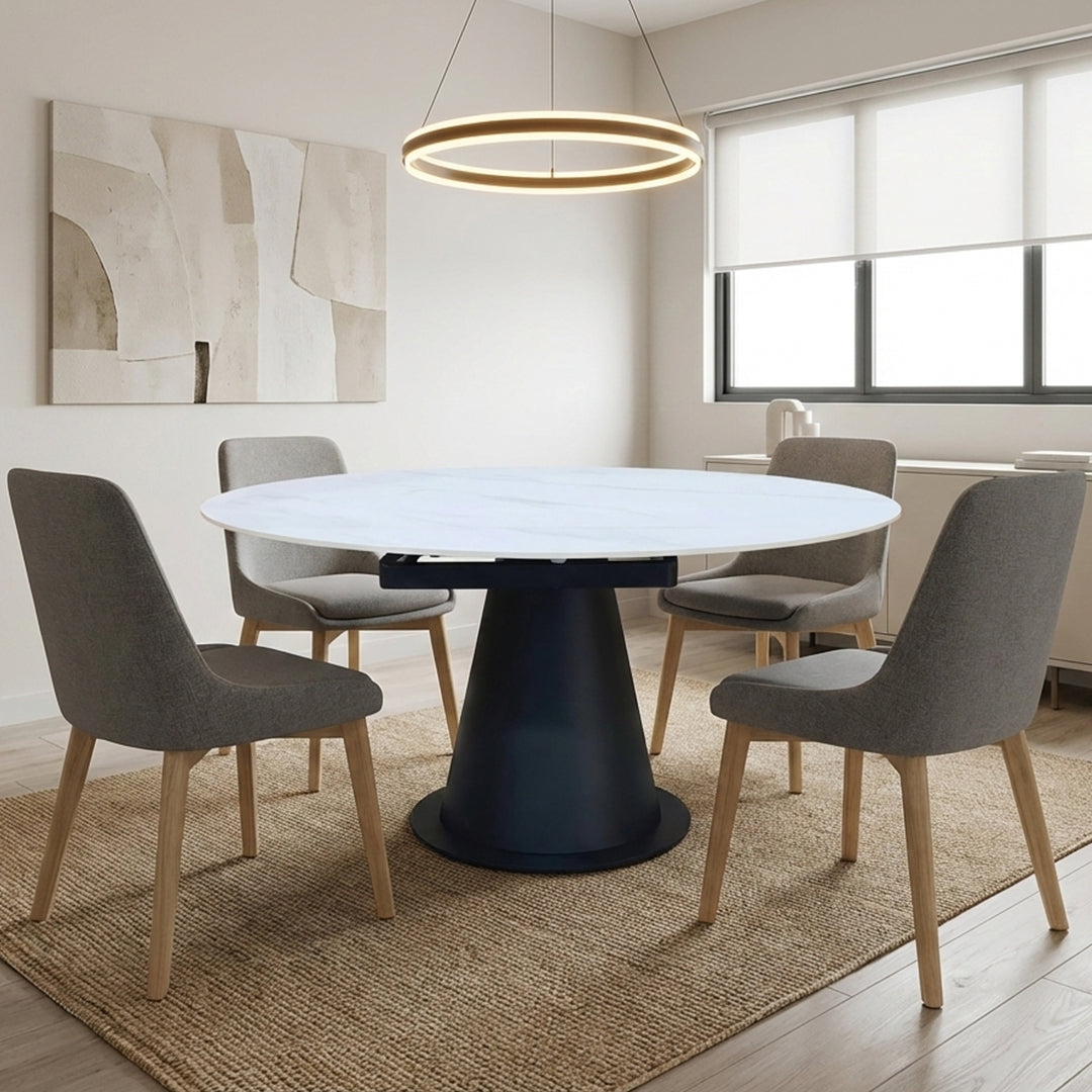 Majorie Extendable Marble Dining Table | Matte White | Bless