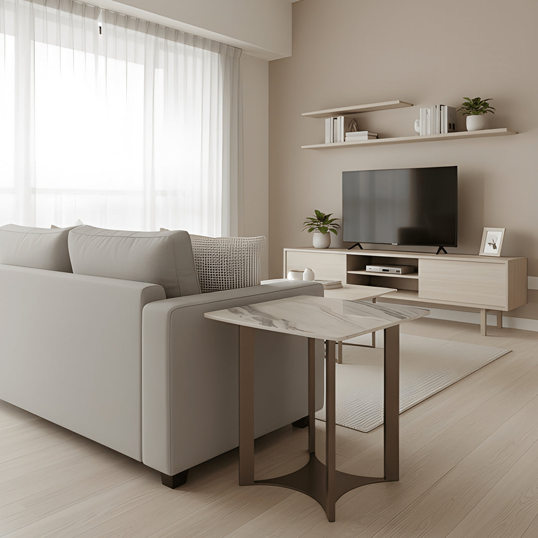 Rosa Side Table | Marble Top & Sculptural Metal Base | Bless Brothers SG