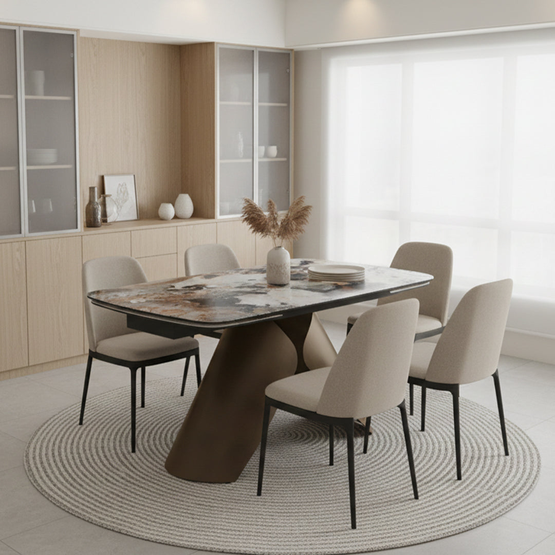 Lila Extendable Dining Table | Matte Sintered Stone | Bless