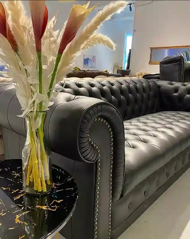 Manchester Chesterfield Leather Three Seater Sofa