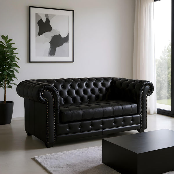 Manchester Chesterfield Leather Two Seater Sofa